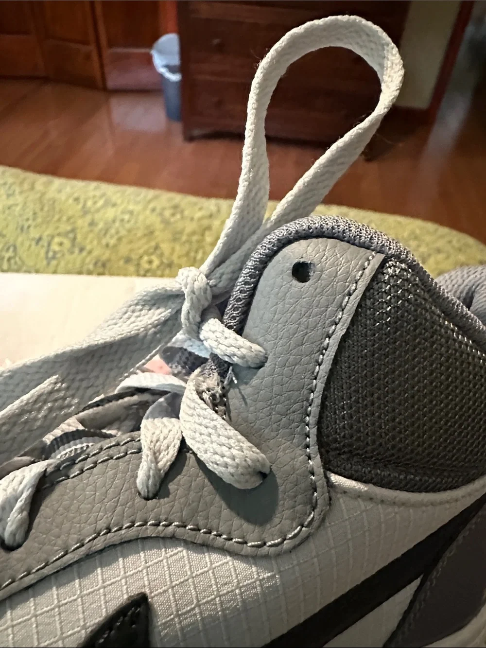 Nike Kids Gray and White High-Top Sneakers with Blue Tongue Detail